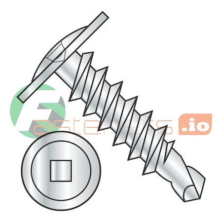 Newport Fasteners Self-Drilling Screw, #10 x 1-1/4 in, Zinc Plated Steel Truss Head Square Drive, 4000 PK 674396